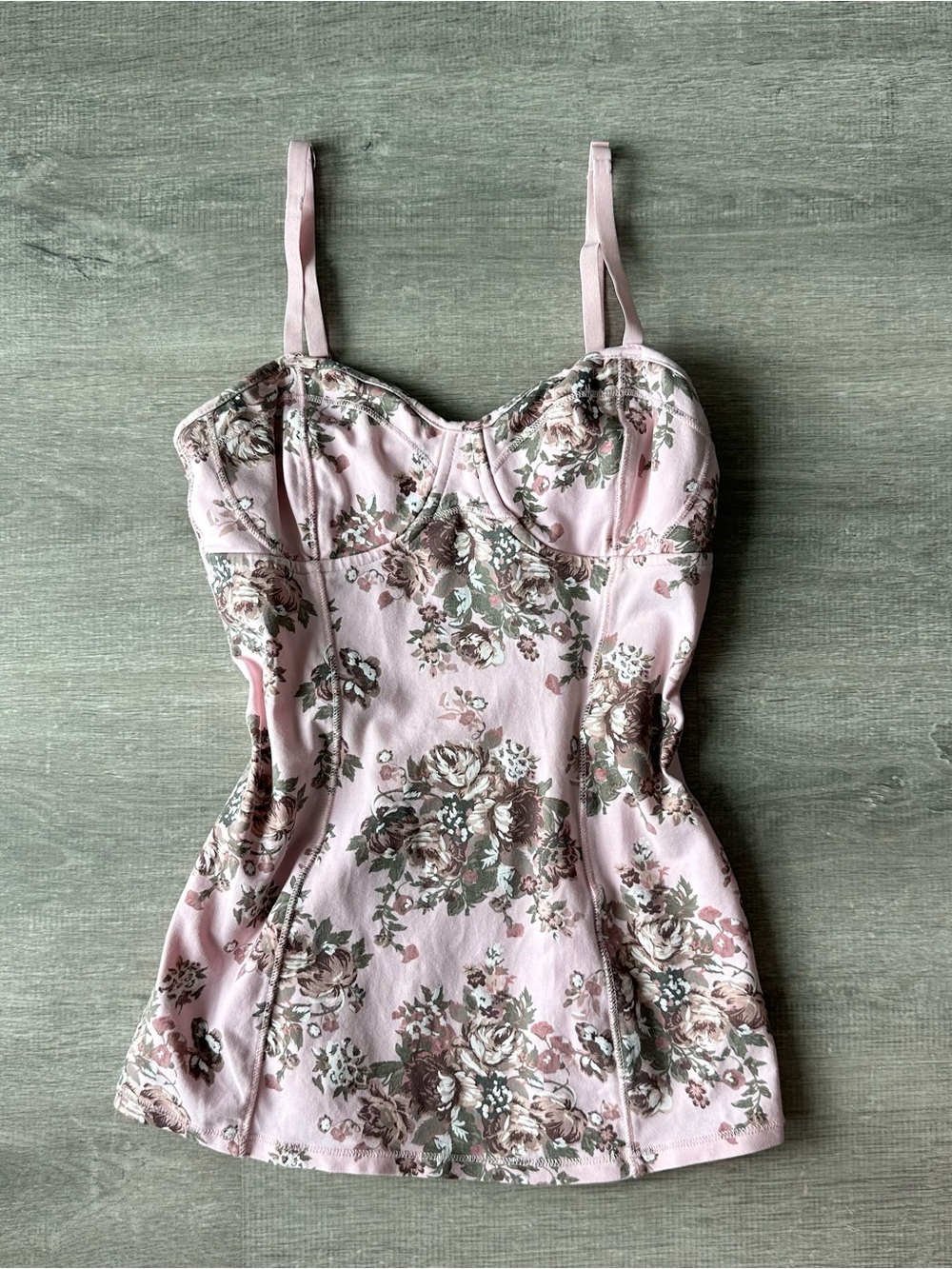 Aritzia Talula Floral Bustier Tank Top in Pink soft corset